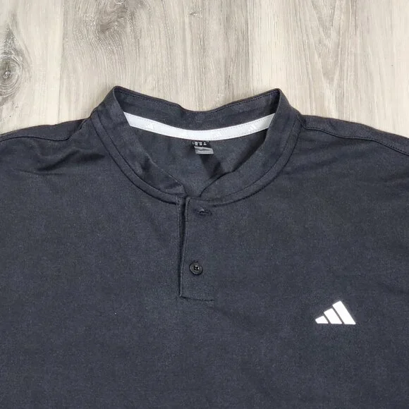 Adidas Polo Men's 2XL Black Go-To Henley Short Sleeve New - Picture 4 of 10
